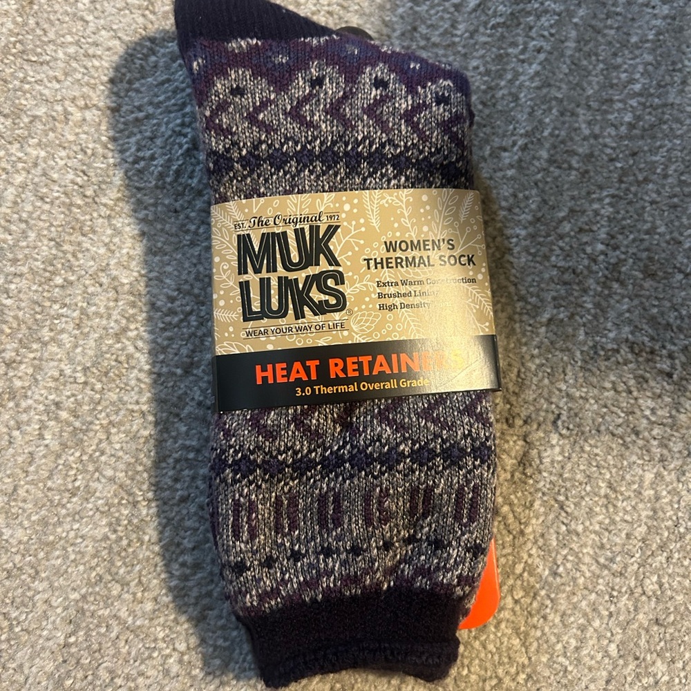 Muk Luks Women's Thermal Socks - Black and Purple
